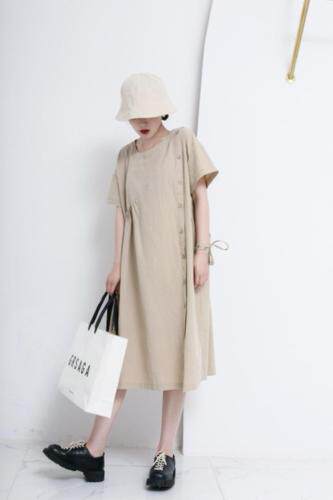 棉麻连衣裙，女装连衣裙，E·呀