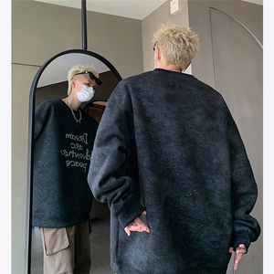 主推 420克水洗做旧脏洗满天星圆领套头发泡卫衣男秋季外套 P68图片