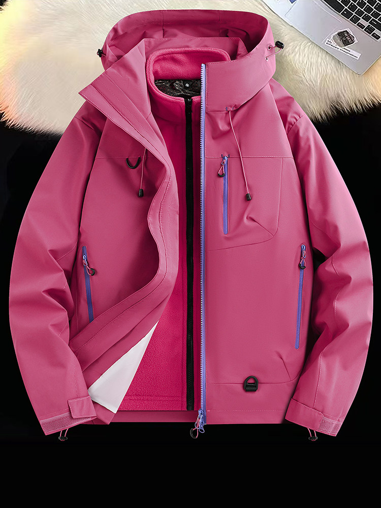 机能冲锋衣情侣外套登山服三合一加厚户外工装连帽夹克H7870-P85,男装夹克,星座1403B