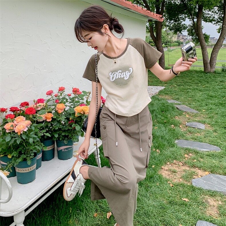 冷淡风盐系T恤工装半身裙套装女夏两件套装裙御姐炸街松弛感时髦图片