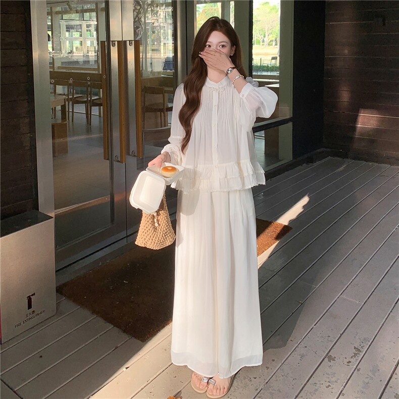 超仙时尚防晒套装女2026春夏新款半透减龄显瘦流行阔腿裙裤两件套,女装套装/套裙,衣秀之家