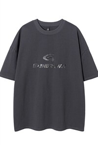 1白底银色立体四芒星印花大码M-5XL短袖T恤男DT77776P23块控特45图片