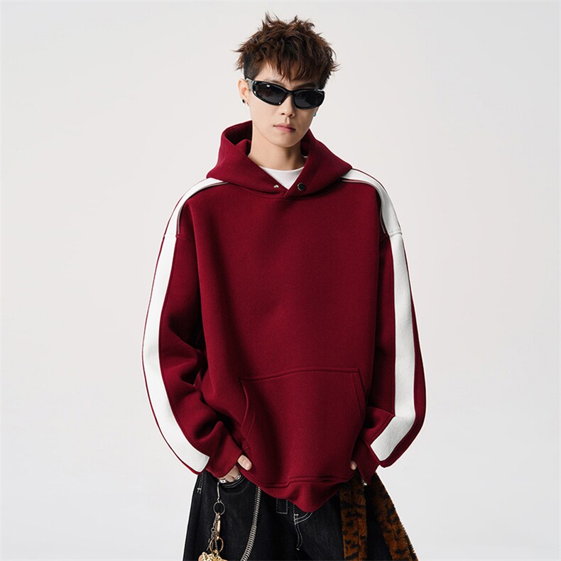 得物二开拼接加绒卫衣男连帽套头时尚外套A266-WY90-P50加绒60,女装短外套,电商A266