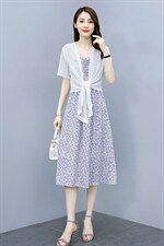 2021夏季新款简约时尚优雅气质修身显瘦碎花吊带连衣裙，女装连衣裙，涵亦佰惠
