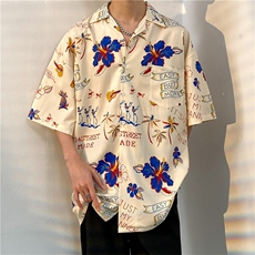 夏季五分袖潮牌宽松垂感面料男式痞帅衬衫男百搭防晒服外套夹克，男装衬衫，星座301D-5(原星座1415）