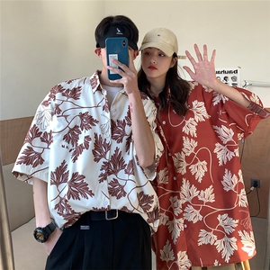 旅游沙滩衬衫夏季冰丝衬衫短袖男装情侣装夏装2024新款衬衣图片