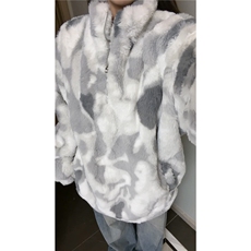 秋冬男士兔毛扎染卫衣外套冬季宽松毛衣加厚保暖棉服特批90，男装针织衫/毛衣，电商B319