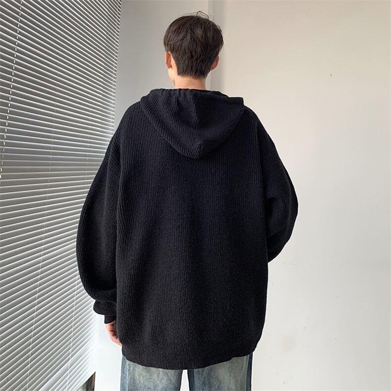 美式复古褶皱开衫毛衣外套男秋冬季潮牌慵懒风百搭拉链线衣,男装针织衫/毛衣,星座410-6（原星座1304-1）