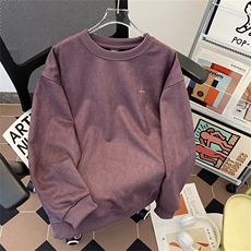 2025春季鹿皮绒圆领卫衣套头刺绣外套宽松外贸潮现货W8551-P49，男装卫衣，星座512-4