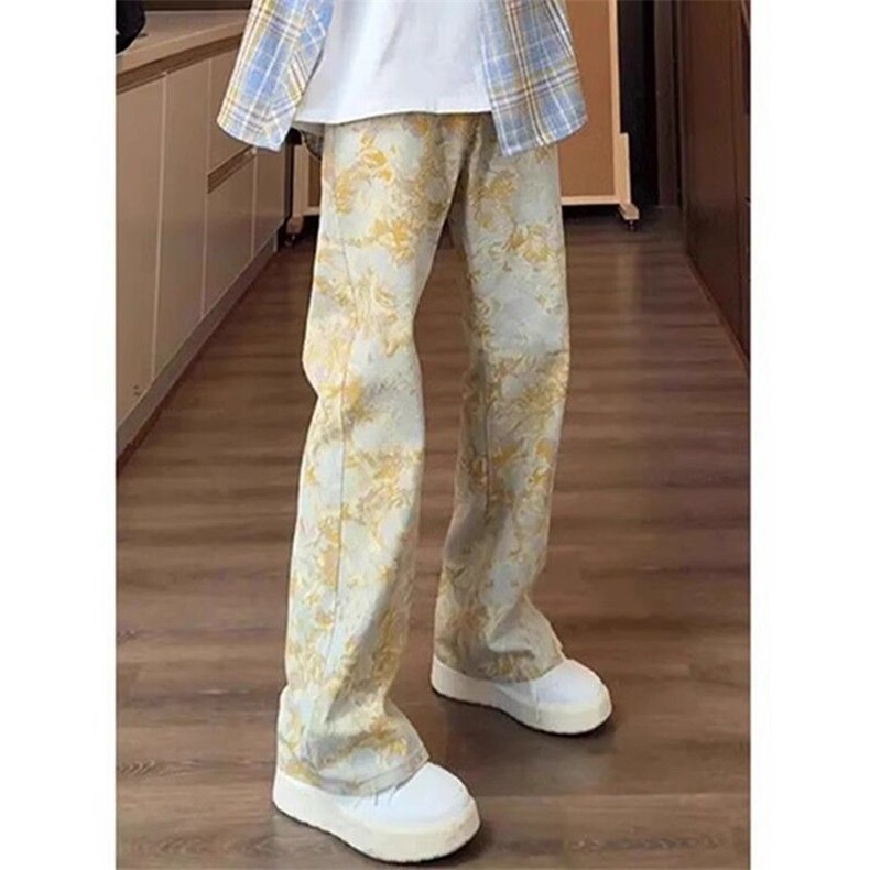 1506-1/K8911/P39原版质量半松紧腰微喇牛仔裤男直筒宽松百搭款，男装牛仔裤，星座1506-1