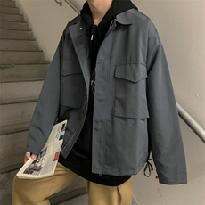 春秋季纯色工装男女ins复古宽松情侣港味夹克上衣潮W1463-P55，男装夹克，星座512-4