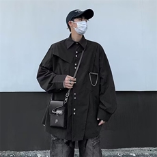 美式vibe风秋季衬衫男女长袖上衣痞帅宽松韩版衬衣ins潮TS35-P40，男装衬衫，星座1008