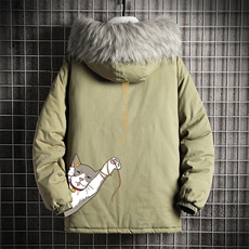 MM48013-P130冬季大毛领衣男士大码加厚袄男服网格挂拍，男装棉衣，电商A040A