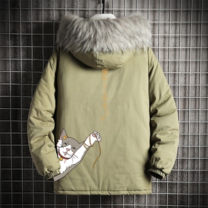 MM48013-P130 冬季大毛领衣男士大码加厚袄男服 网格挂拍图片