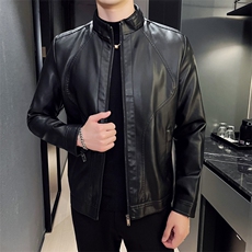 2024秋冬皮衣夹克修身立领PU皮衣外套男py58805-p93，男装皮衣，电商D303