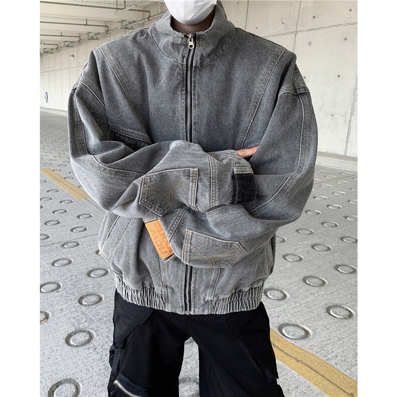 vintage美式复古倒装贴标牛仔外套反穿主义设计感水洗工装夹克男，男装工装外套，星座1210-1