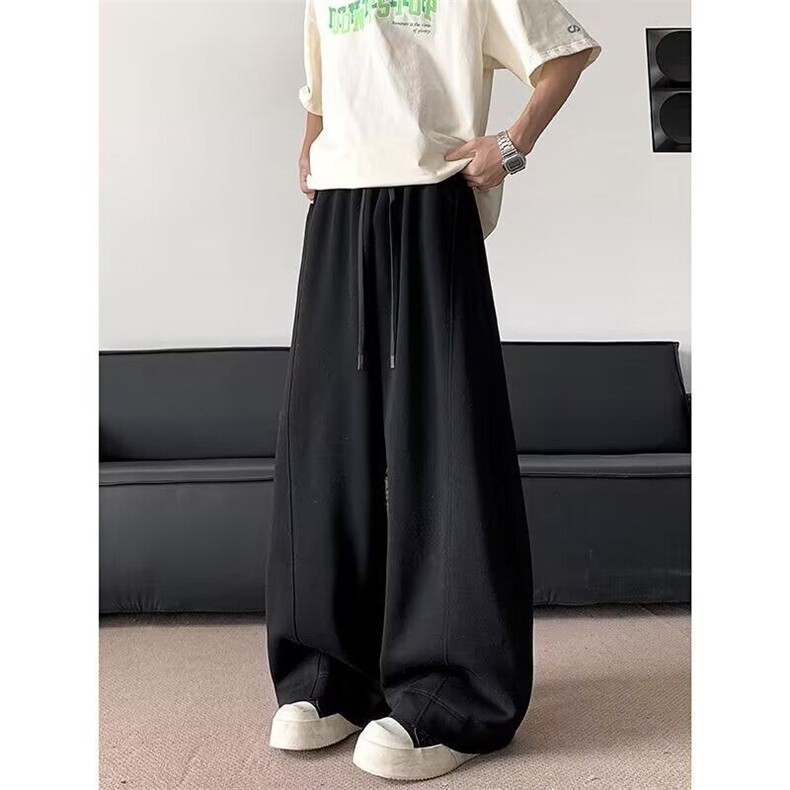灰色运动卫裤夏春2025新款香蕉小个子阔腿休闲裤子K6175-P37,男装休闲裤,星座412-3