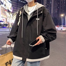 春季新款潮牌假两件连帽时尚夹克宽松百搭夹克外套CYJK9258-P80，男装夹克，电商A128
