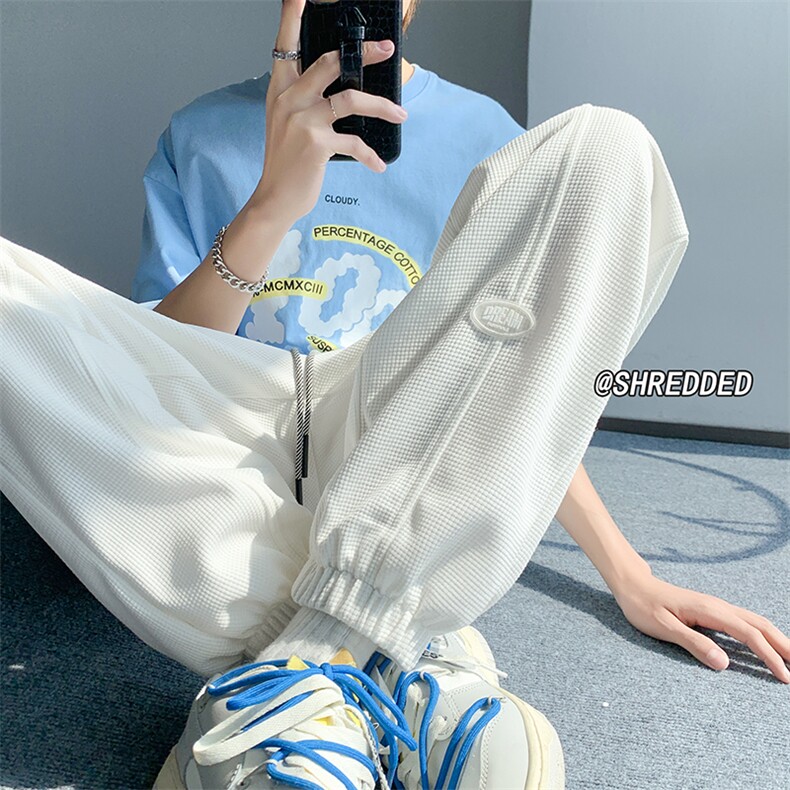 华夫格休闲裤秋季新款玉米粒直筒裤子K4062B315P45控58,男装休闲裤,电商B315