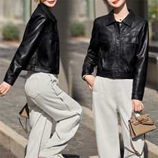 主推小个子短皮衣外套25春季新款洋气女士修身显瘦pu皮夹克机车服，女装皮衣，跑量工厂店