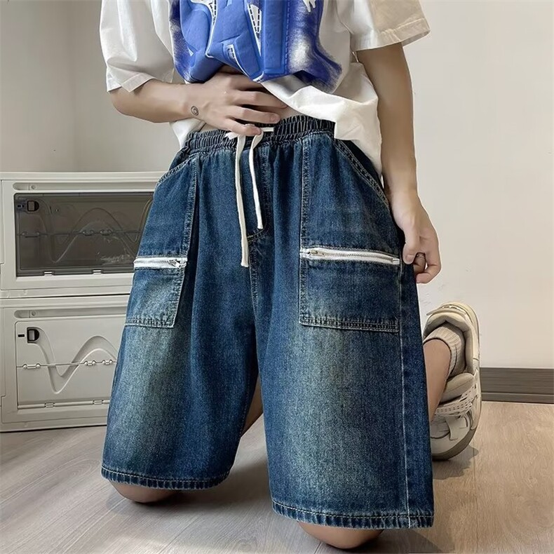 夏季薄款水洗男士牛仔短裤直筒阔腿休闲裤D2128 P40图片