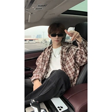 秋季新款格子衬衫男女宽松休闲百搭高级感长袖上衣C2271-特价P36，男装衬衫，电商A007