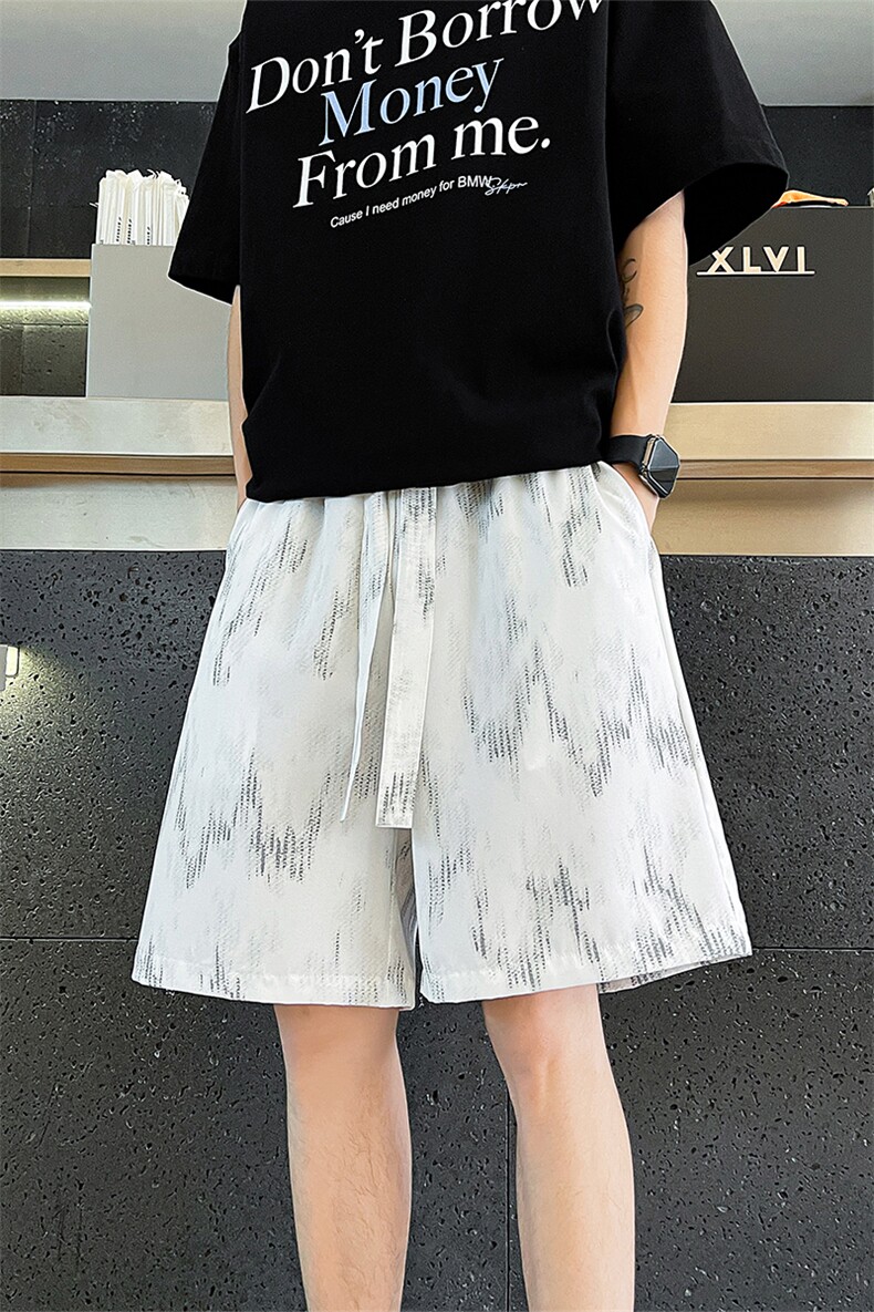 夏日男士冰丝休闲速干扎染美式短裤休闲裤时尚宽松短裤P30,男装休闲裤,电商B319