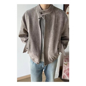 美式复古树纹肌理感短款外套男秋冬千鸟格老钱哈灵顿夹克 JM6025图片