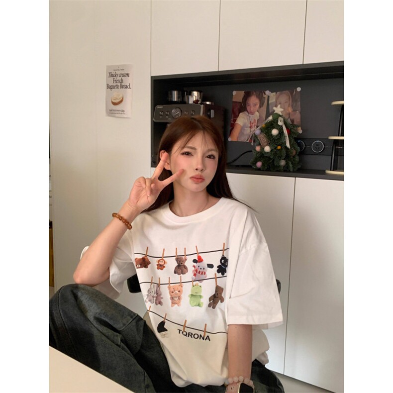H0720-P30宽松休闲2026新款夏季短袖印花t恤女,男装T恤,星座617A-2