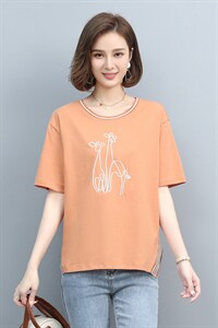 2023夏季新款简约时尚气质圆领休闲舒适短袖T恤图片