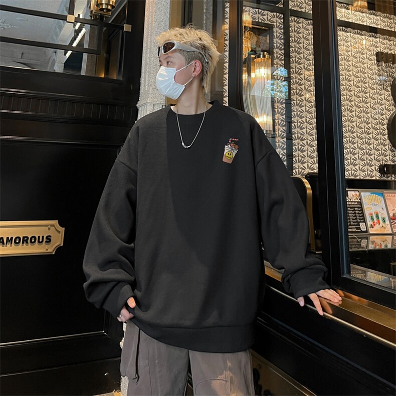 华夫格！华夫格上衣男圆领华夫格卫衣男大码长袖t恤男HY251-特P23,男装T恤,电商B367