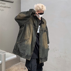 F23-P68美式复古水洗做旧牛仔外套男春秋季炸街高级感宽松夹克，男装夹克，星座512-6