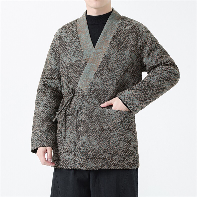 新品加棉加厚风蟒纹提花男女情侣款汉服道袍新中式外套KS04,男装民族服装,星座305A（原312A-1）