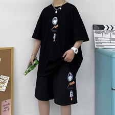 网红短袖时尚短裤套装男夏季潮牌帅气时装两件套A161-2-TZ03-P50，男装休闲套装，电商A161-2