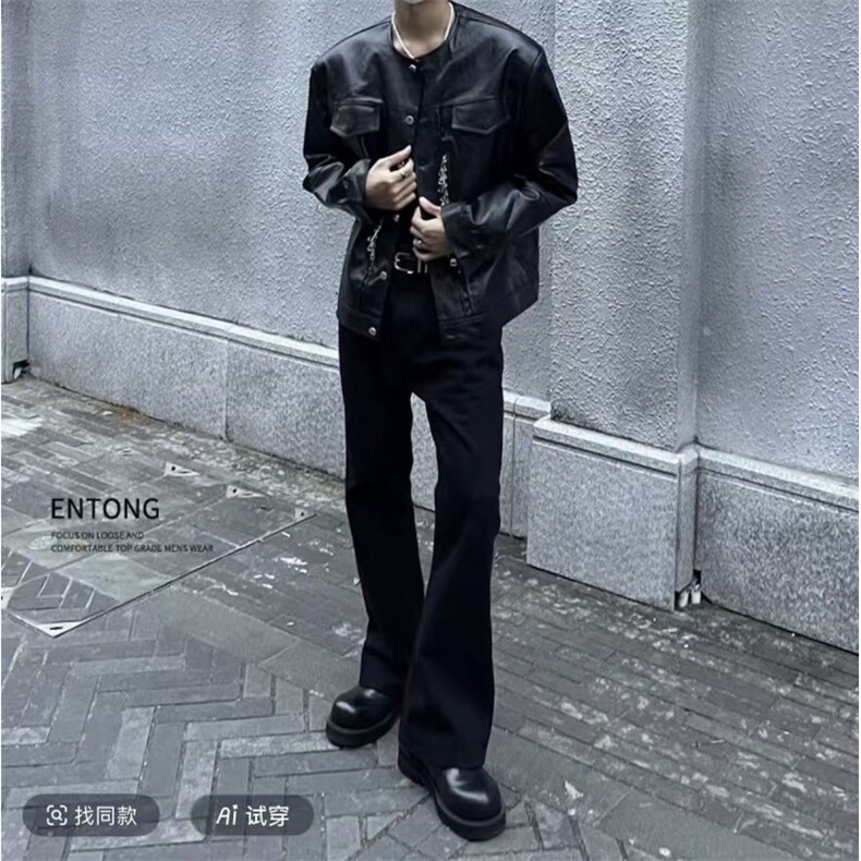 抖音同款微喇修身牛仔裤有大货黑色高弹力有加绒G151-特批35图片