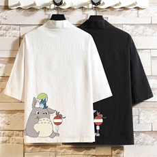 HF59152-P40风汉服男开衫外套七分袖道袍砖墙挂拍，男装民族服装，电商A040A