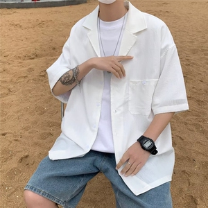 冰丝衬衫青春流行五分袖标准男百搭新款气质潮流夏季简约4503 P28图片