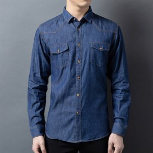 H5637钱塘2020-1秋冬精品男士牛仔百分百纯棉衬衣舒适P57图片