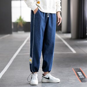 网红牛仔裤男2021秋冬港风宽松直筒阔腿潮邹菊长裤C402-K062-P45图片