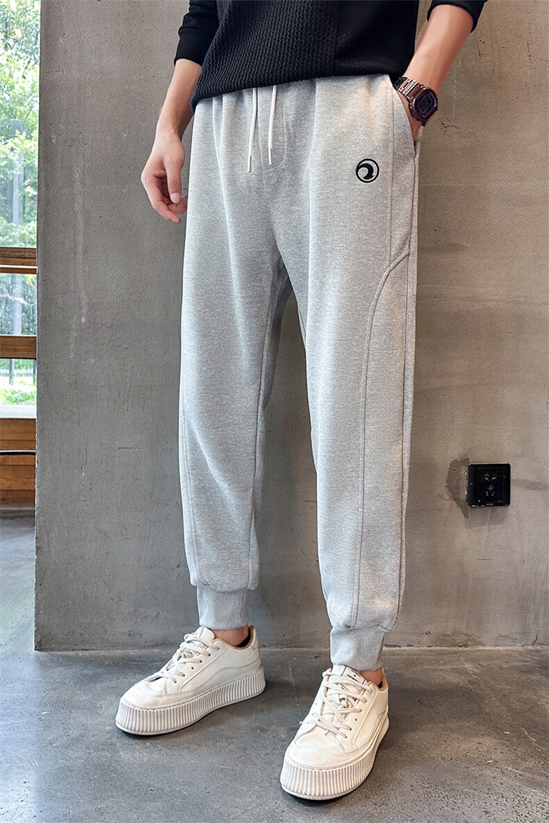 社会精神小伙裤子男秋潮牌ins运动束脚九分裤K8591-P45控78,男装休闲裤,星座210-3