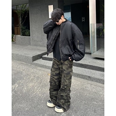 美式飞行员棉服夹克短宽廓形军绿色工装外套男秋冬棒球服，男装夹克，星座506