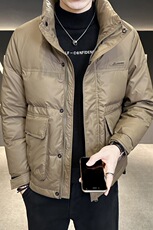 冬季新款立领皮羽绒服男短款外衣保暖羽绒外套Y9853-P175，男装羽绒服，电商A239