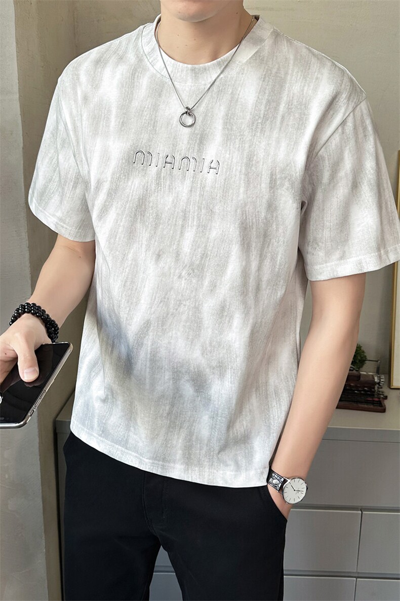 2025夏季新款短袖男T恤圆领渐变工艺潮流打底衫夏B317/8060/P55,男装T恤,电商B317