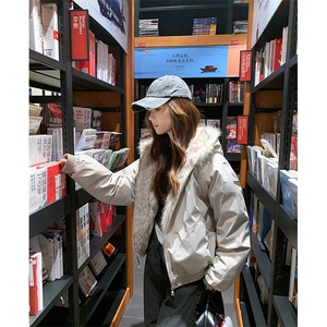现货高品质美式高街冬季重磅硬挺短款座山雕毛领棉衣男女加厚外套图片