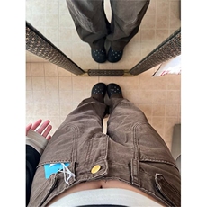 美式复古咖色多口袋工装牛仔裤女设计感宽松直筒显瘦阔腿长裤子潮，男装牛仔裤，星座302B