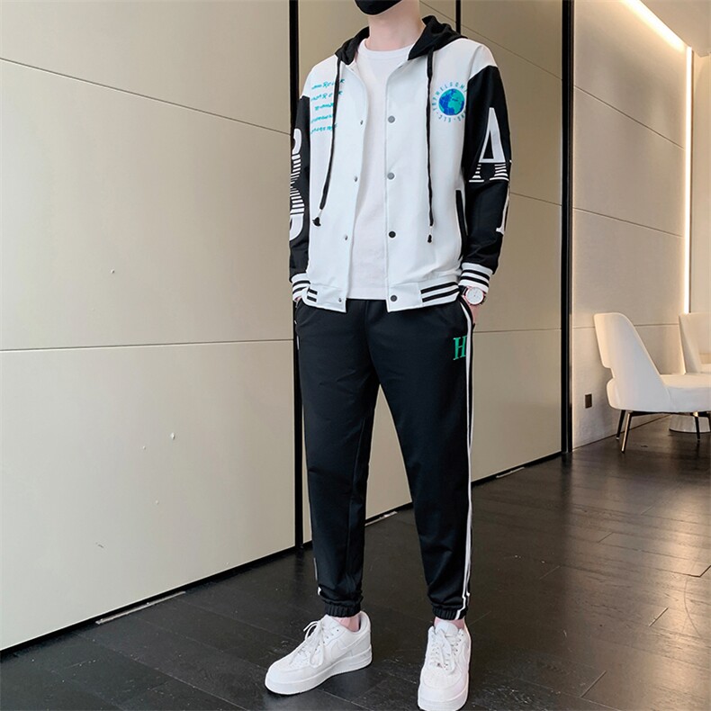 2023春季卫衣棒球服连帽男装两件套青少年运动休闲套装DF316TP70,男装休闲套装,电商A086