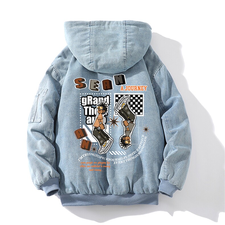 牛仔外套加厚加绒衣男羊羔毛服男砖墙NM53282-P140,男装棉衣,电商A040A