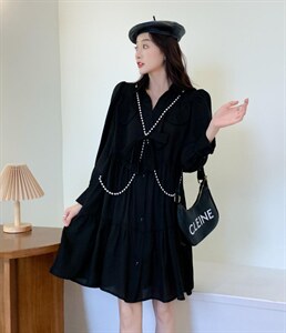 欧货衬衣裙，链条可拆卸，不挑身材 黑色M~XL,其它,炅缇恩