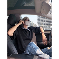 假两件格子拼接T恤夏季美式潮牌短袖POLO衫翻领上衣T3640-特价P29，男装T恤，电商A007