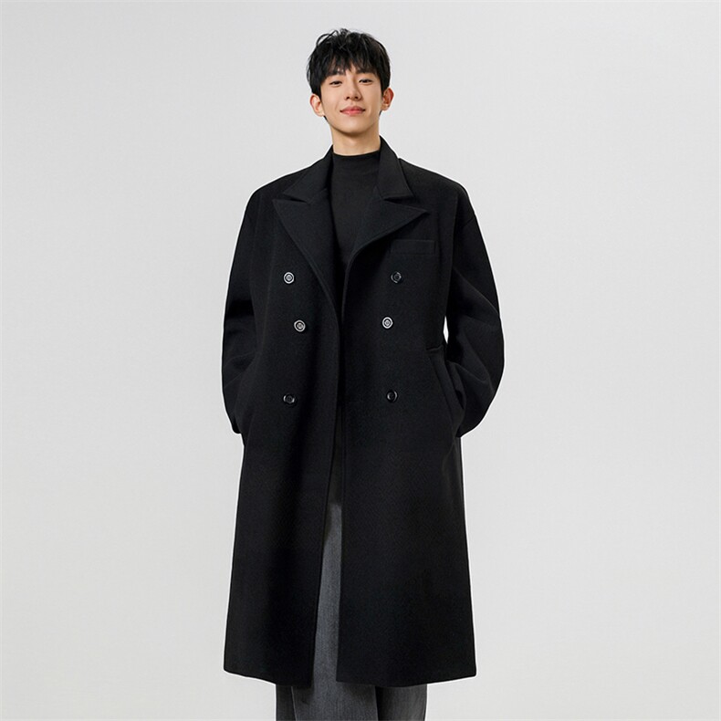 【大货2W件】得物精品毛呢大衣男中长款风衣男长款F36批115白底A，男装风衣，星座401